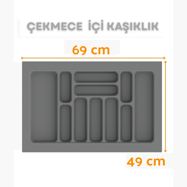 Çekmece İçi Kaşıklık ve Kepçelik Düzenleyici – Gri 69x49 cm (62x40 cm Kadar Kesilebilir)