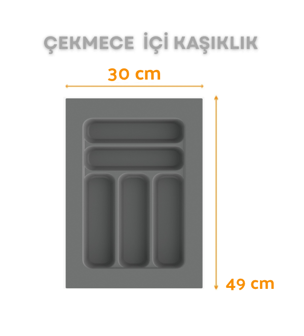 Çekmece İçi Kaşıklık ve Kepçelik Düzenleyici – Gri 30x49 cm (23,5x40 cm Kadar Kesilebilir)