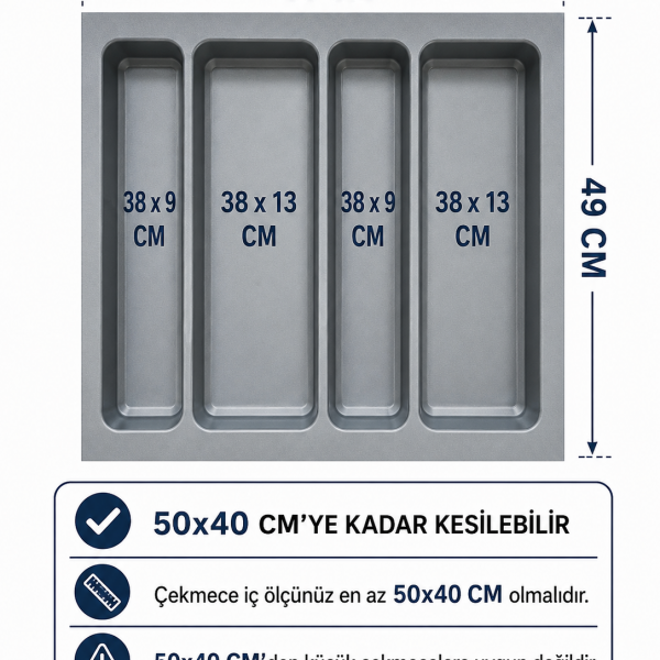 Çekmece İçi Düzenleyici Seti 55x49 cm (50x40 cm'ye Kadar Kesilebilir)