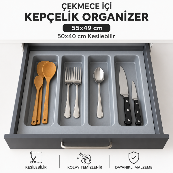 Çekmece İçi Düzenleyici Seti 55x49 cm (50x40 cm'ye Kadar Kesilebilir)