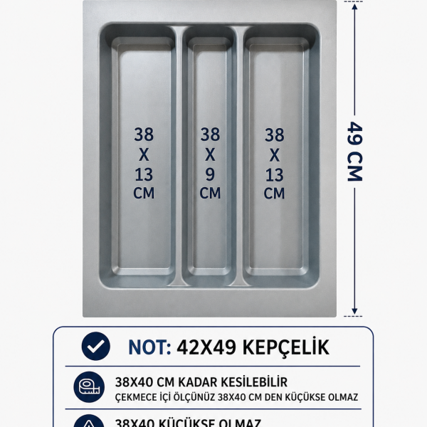 Çekmece İçi Düzenleyici Seti 42x49 cm (38x40 cm'ye Kadar Kesilebilir)