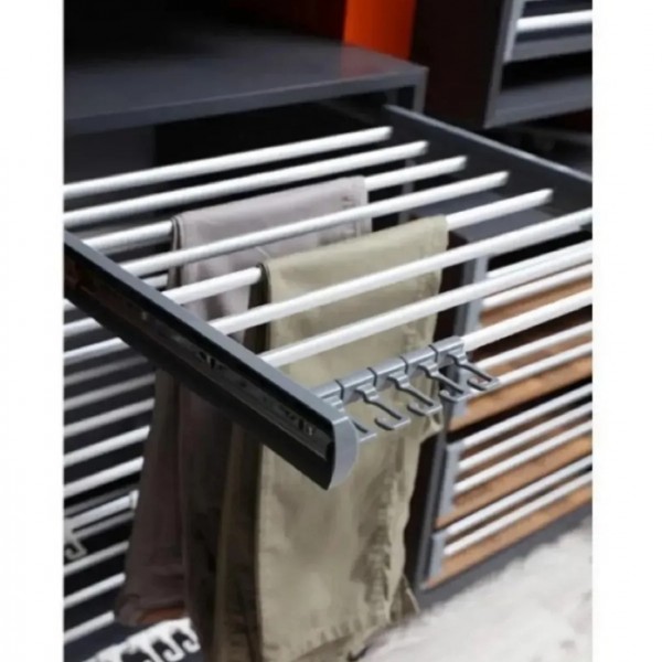 50x47 -Dolap İçi Raylı Pantolonluk Askılığı cm (Üst Rafa Montajlı)