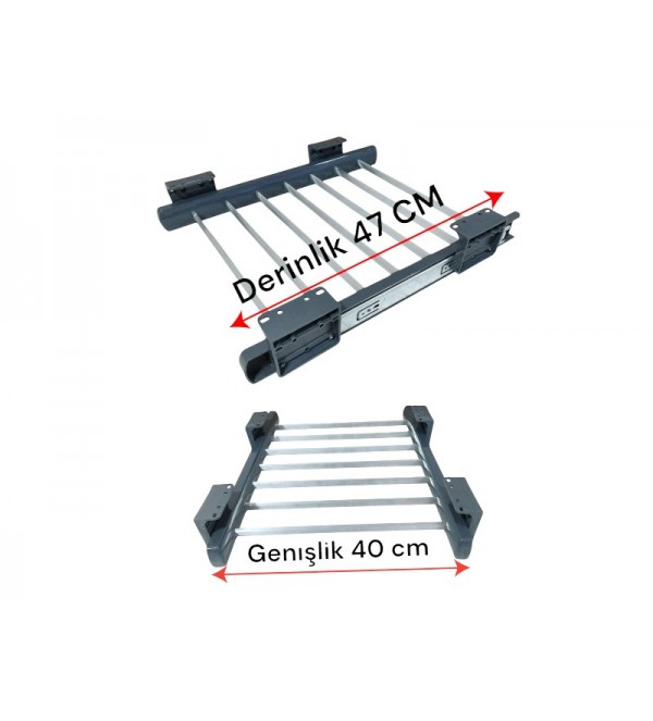40x47 -Dolap İçi Raylı Pantolonluk Askılığı cm (Üst Rafa Montajlı)