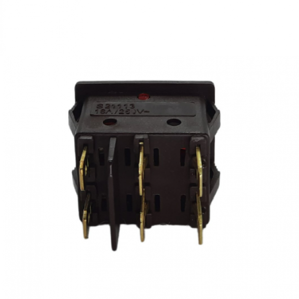 İkili Işıklı 6 Ayaklı Anahtar Siyah/Kırmızı 16A