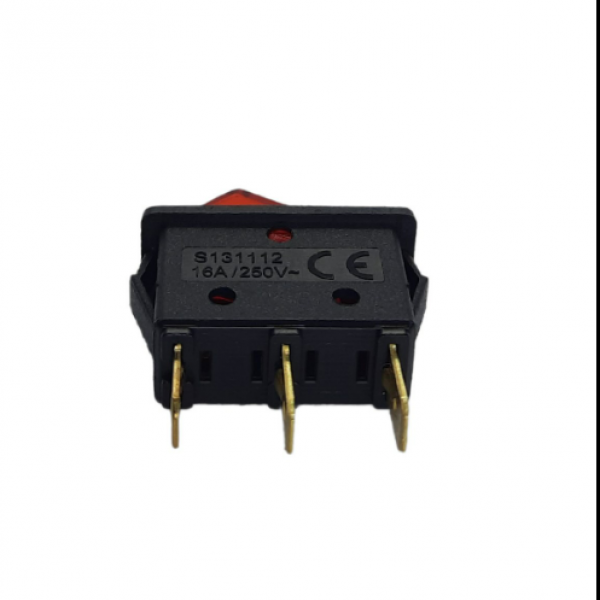 Tekli Işıklı Anahtar Siyah/Kırmızı 16A