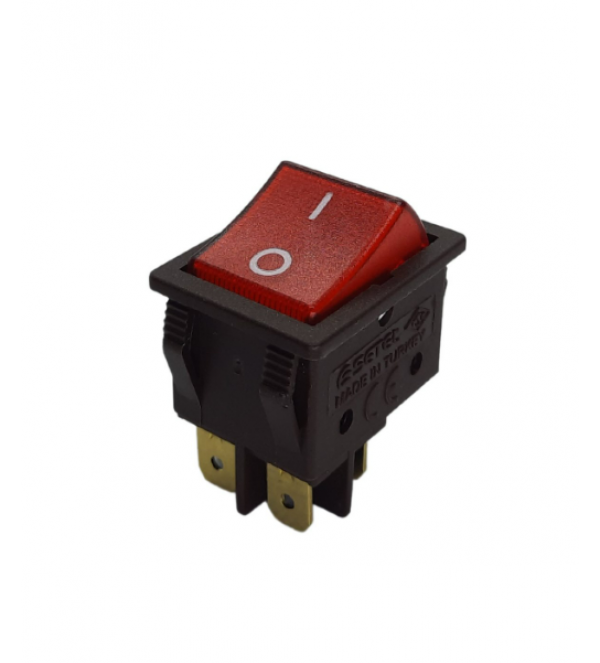 Geniş Işıklı Anahtar Siyah/Kırmızı 16A