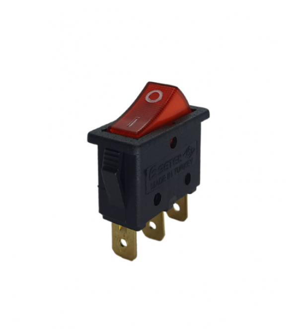 Tekli Işıklı Anahtar Siyah/Kırmızı 16A
