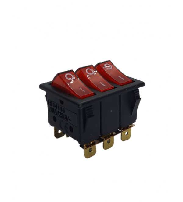 Üçlü Işıklı Anahtar 7 Ayaklı Siyah/Kırmızı 16A