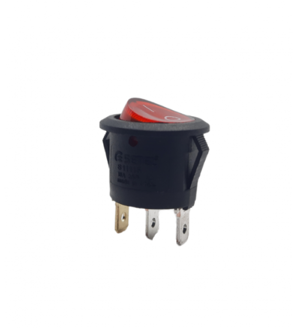 Yuvarlak Işıklı Anahtar 3 Ayaklı Siyah/Kırmızı 10A