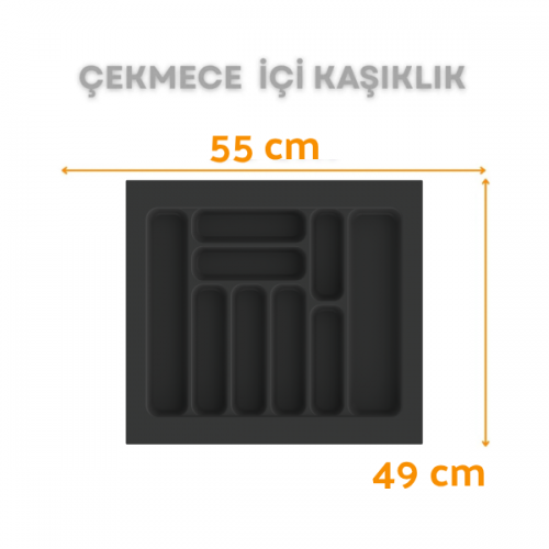  Çekmece İçi Kaşıklık ve Kepçelik Düzenleyici – Antrasit 55x49 cm (49x40 cm Kadar Kesilebilir)