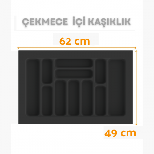 Çekmece İçi Kaşıklık ve Kepçelik Düzenleyici – Antrasit 62x49 cm (55x40 cm Kadar Kesilebilir)