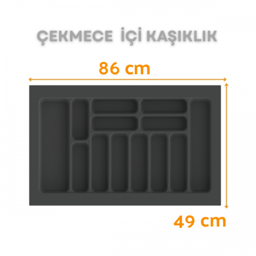 Çekmece İçi Kaşıklık ve Kepçelik Düzenleyici – Antrasit 86x49 cm (78,5x40 cm Kadar Kesilebilir)