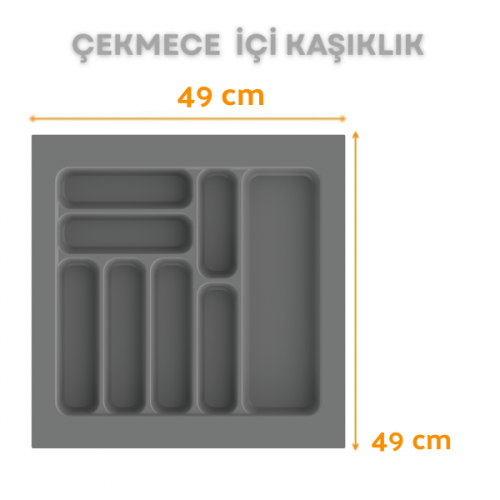Çekmece İçi Kaşıklık ve Kepçelik Düzenleyici – Gri 49x49 cm (43x40 cm Kadar Kesilebilir)