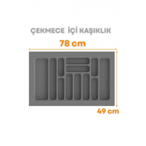  Çekmece İçi Kaşıklık ve Kepçelik Düzenleyici – Gri 78x49 cm (69x40 cm Kadar Kesilebilir)