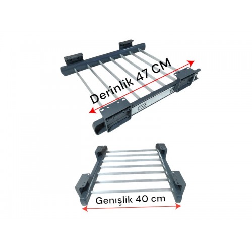 40x47 -Dolap İçi Raylı Pantolonluk Askılığı cm (Üst Rafa Montajlı)