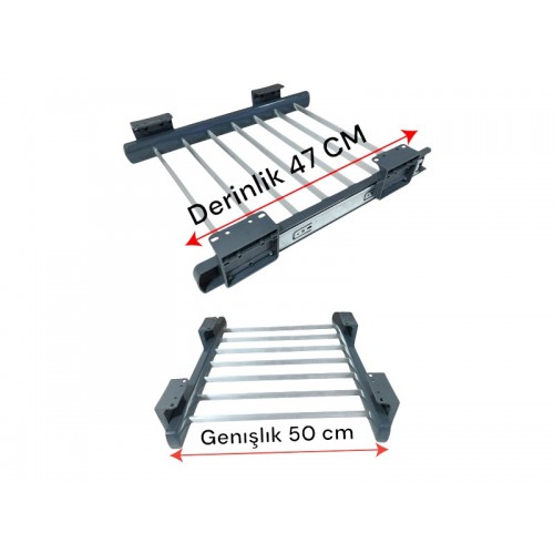 50x47 -Dolap İçi Raylı Pantolonluk Askılığı cm (Üst Rafa Montajlı)