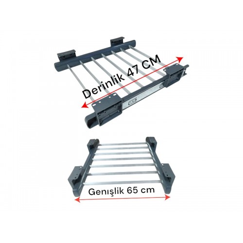 65x47 -Dolap İçi Raylı Pantolonluk Askılığı cm (Üst Rafa Montajlı)